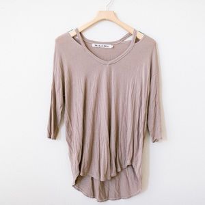 Michael Stars Cutout Long Sleeve V-Neck Tunic